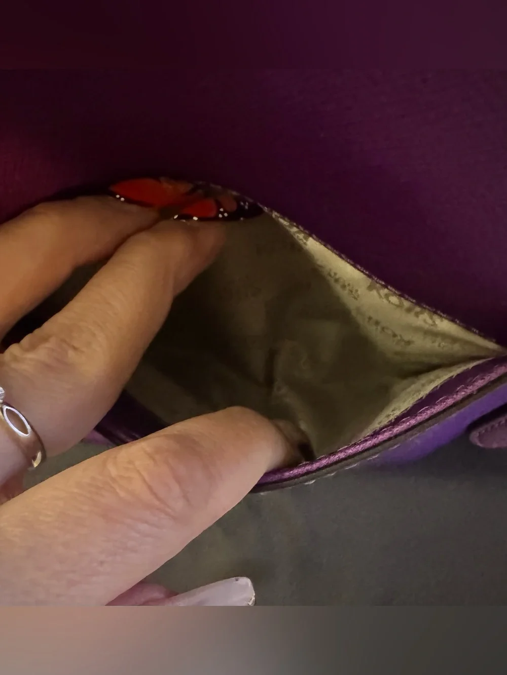 Michael Kors Purple Leather Tote with Gold MK Accent - Picture 9 of 10